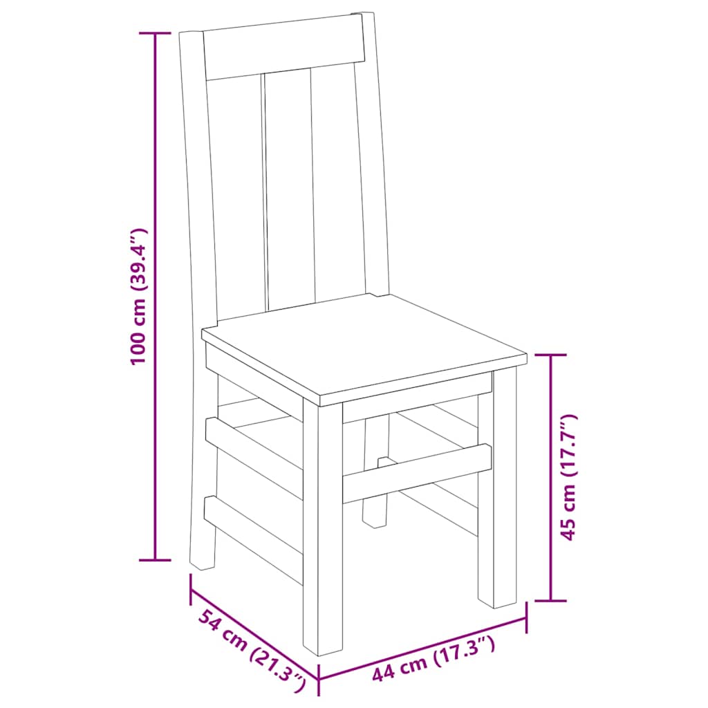 Καρέκλες Τραπεζαρίας 2 τεμ. από Μασίφ Ξύλο Ακακίας - PAKOBAZAAR