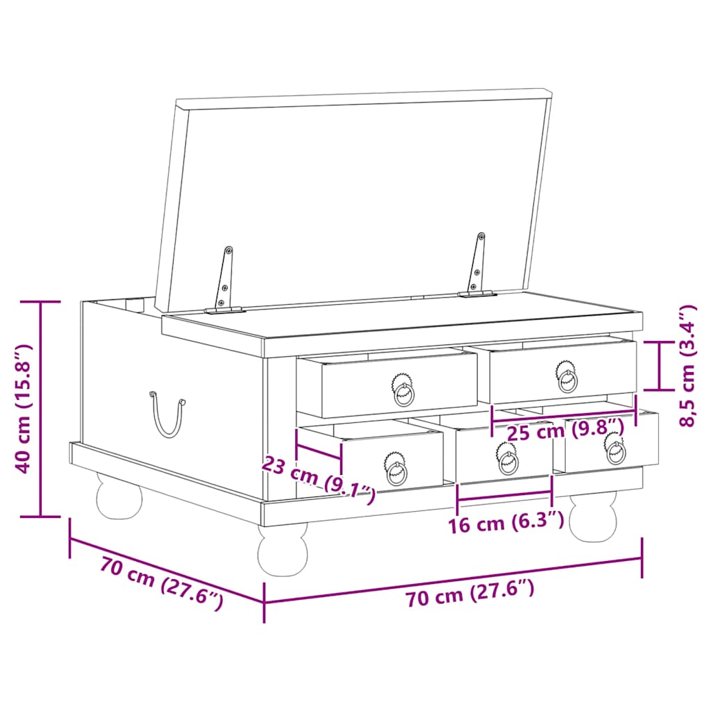 Τραπεζάκι Σαλονιού 70 x 70 x 38 εκ. από Ανακυκλωμένο Ξύλο - PAKOBAZAAR