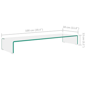 Βάση Τηλεόρασης/Οθόνης Διάφανη 100 x 30 x 13 εκ. Γυάλινη - PAKOBAZAAR