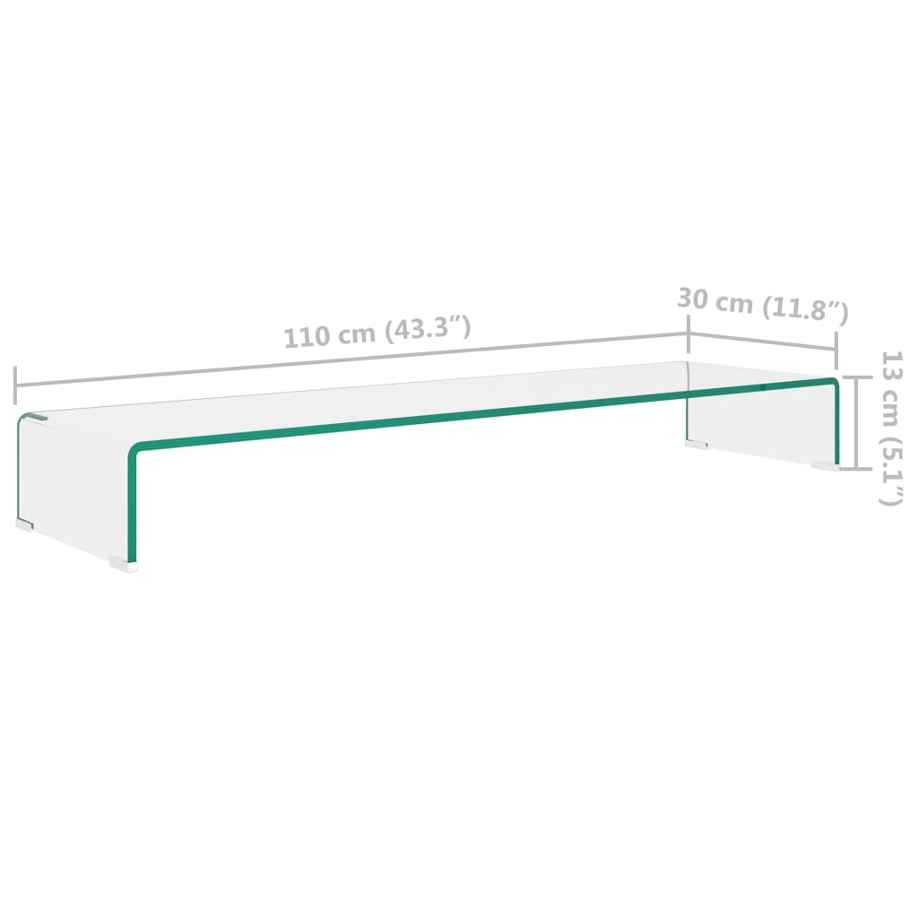Βάση Τηλεόρασης/Οθόνης Διάφανη 110 x 30 x 13 εκ. Γυάλινη - PAKOBAZAAR