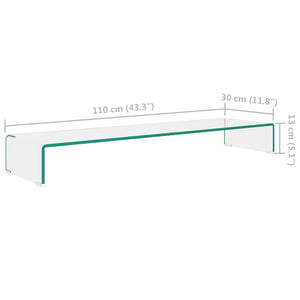 Βάση Τηλεόρασης/Οθόνης Διάφανη 110 x 30 x 13 εκ. Γυάλινη - PAKOBAZAAR