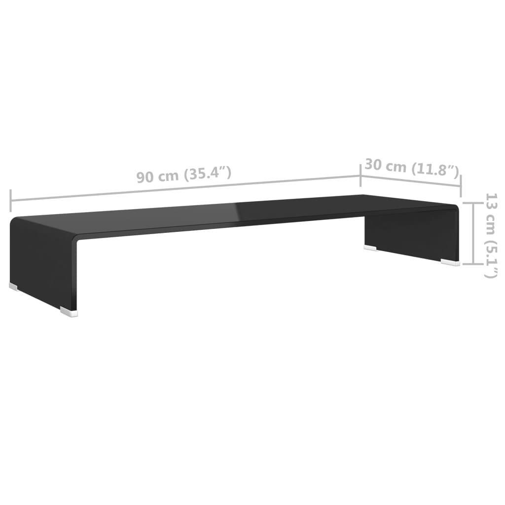 Βάση Τηλεόρασης/Οθόνης Μαύρη 90 x 30 x 13 εκ. Γυάλινη - PAKOBAZAAR