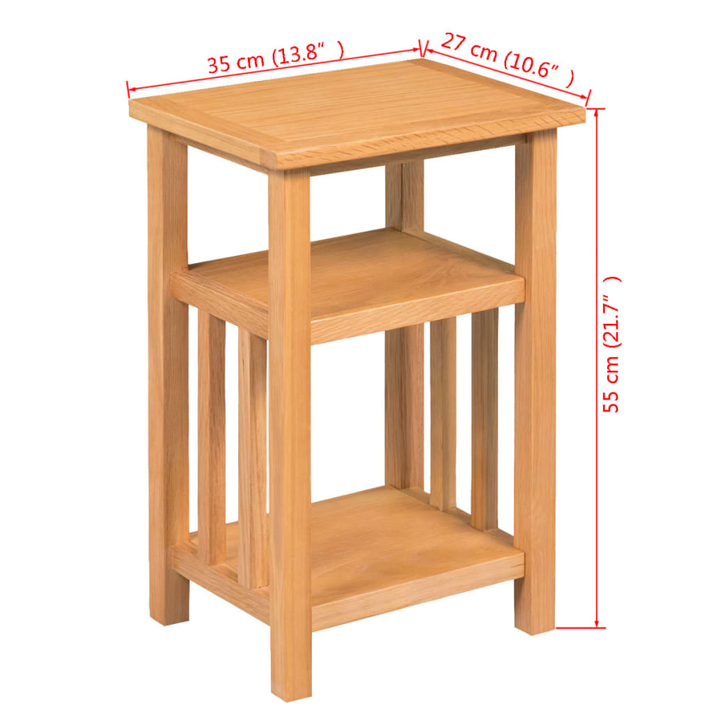 Τραπέζι Βοηθητικό με Ράφι 27 x 35 x 55 εκ. Μασίφ Ξύλο Δρυός - PAKOBAZAAR