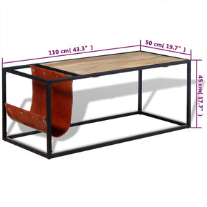 Τραπεζάκι Σαλονιού 110x50x45 εκ. με Δερμάτινη Θήκη Περιοδικών - PAKOBAZAAR