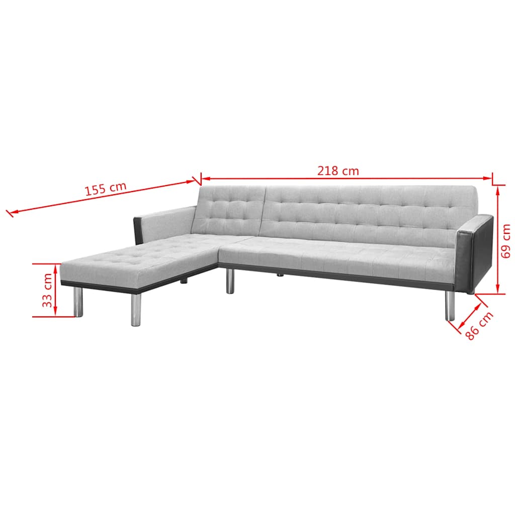 Καναπές-Κρεβάτι Γωνιακός Μαύρος/Γκρι 218x155x69 εκ. Υφασμάτινος