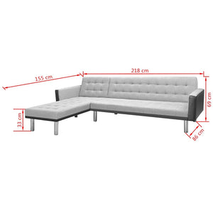 Καναπές-Κρεβάτι Γωνιακός Μαύρος/Γκρι 218x155x69 εκ. Υφασμάτινος