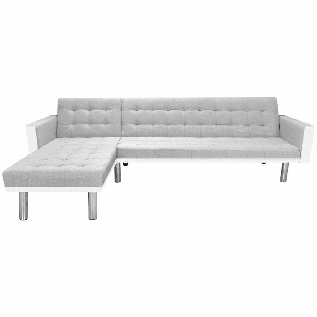 Καναπές-Κρεβάτι Γωνιακός Λευκός/Γκρι 218x155x69 εκ. Υφασμάτινος
