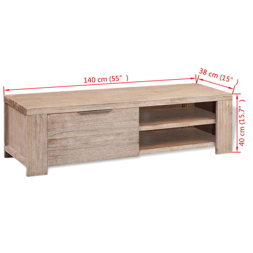Έπιπλο Τηλεόρασης 140x38x40 εκ. Μασίφ Βουρτσισμένο Ξύλο Ακακίας - PAKOBAZAAR