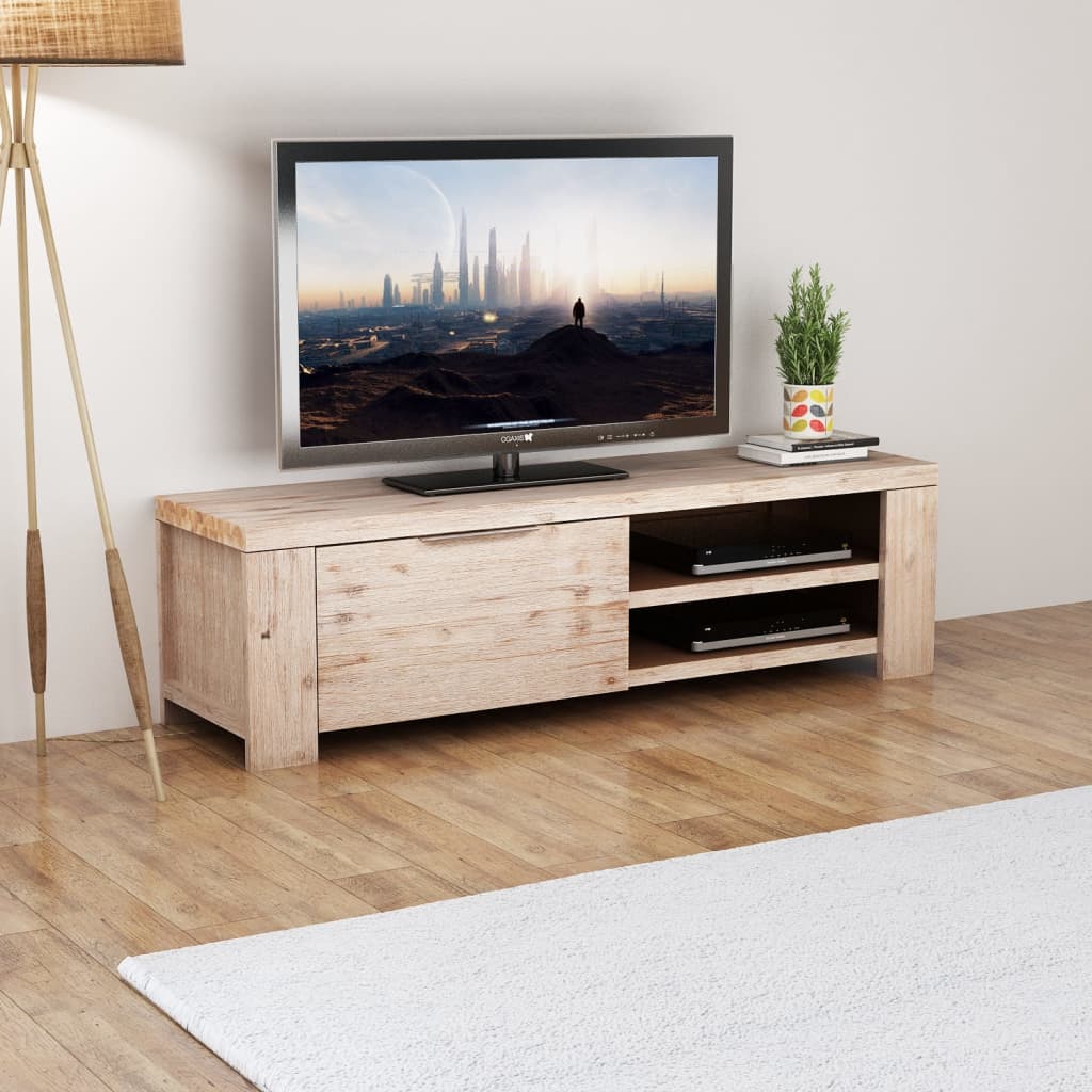 Έπιπλο Τηλεόρασης 140x38x40 εκ. Μασίφ Βουρτσισμένο Ξύλο Ακακίας - PAKOBAZAAR