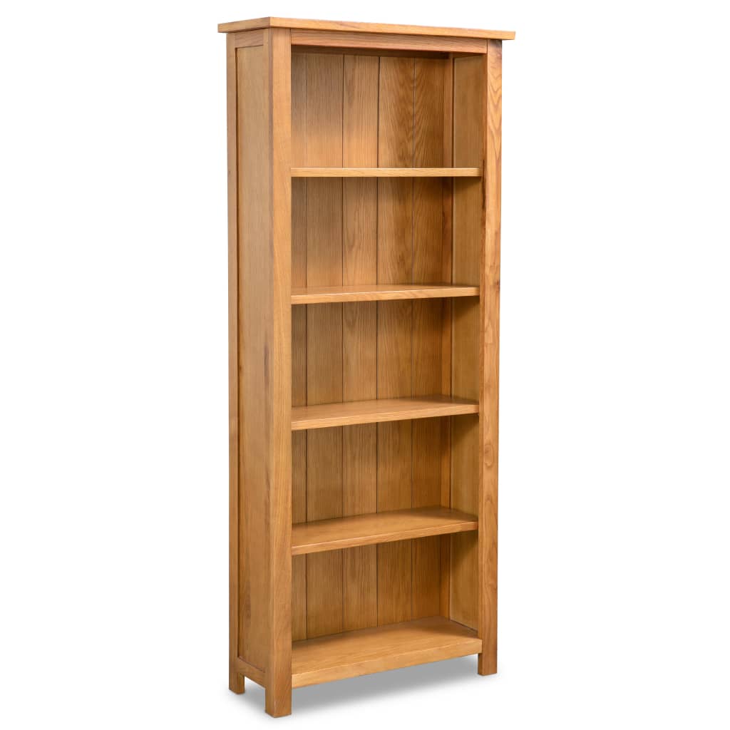 Βιβλιοθήκη με 5 Επίπεδα 60 x 22,5 x 140 εκ. Μασίφ Ξύλο Δρυός - Pakobazaar