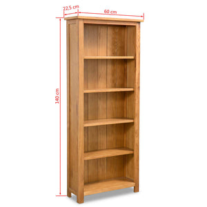 Βιβλιοθήκη με 5 Επίπεδα 60 x 22,5 x 140 εκ. Μασίφ Ξύλο Δρυός - Pakobazaar