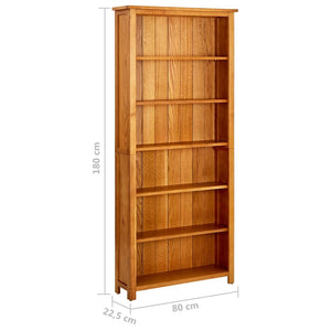 Βιβλιοθήκη με 6 Επίπεδα 80 x 22,5 x 180 εκ. Μασίφ Ξύλο Δρυός - PAKOBAZAAR