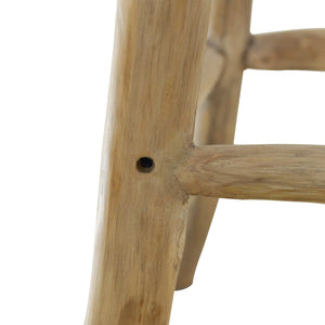 Σκαμπό Μπαρ από Δέρμα Κατσίκας / Μασίφ Ξύλο Teak - PAKOBAZAAR