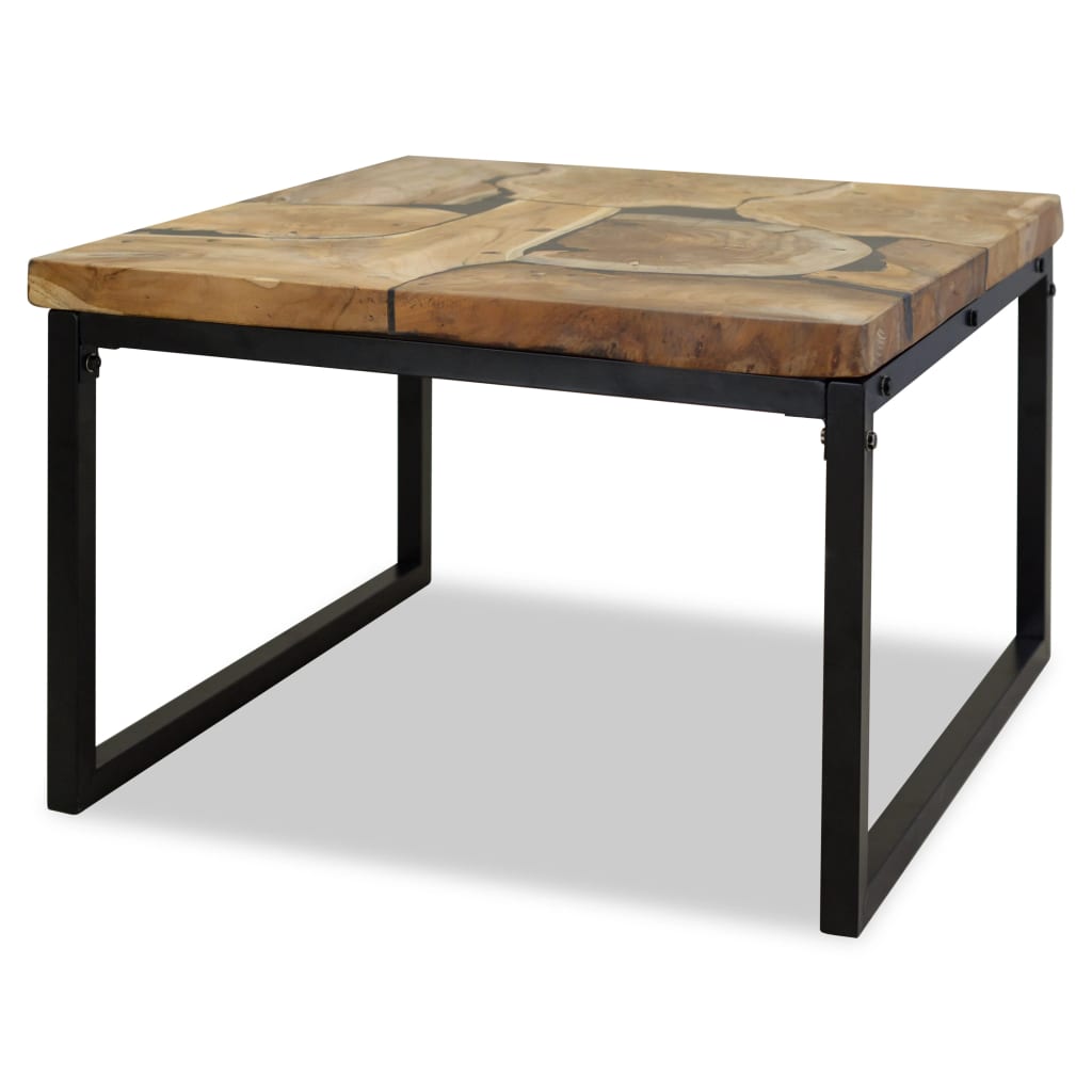 Τραπεζάκι Σαλονιού 60 x 60 x 40 εκ. από Ξύλο Teak και Ρητίνη - Pakobazaar