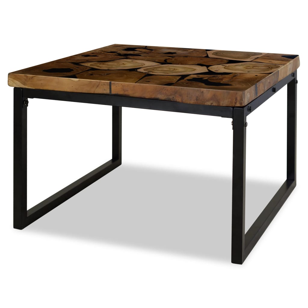 Τραπεζάκι Σαλονιού 60 x 60 x 40 εκ. από Ξύλο Teak και Ρητίνη - Pakobazaar