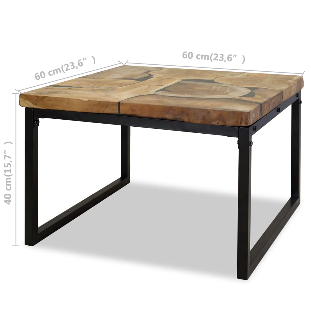 Τραπεζάκι Σαλονιού 60 x 60 x 40 εκ. από Ξύλο Teak και Ρητίνη - Pakobazaar