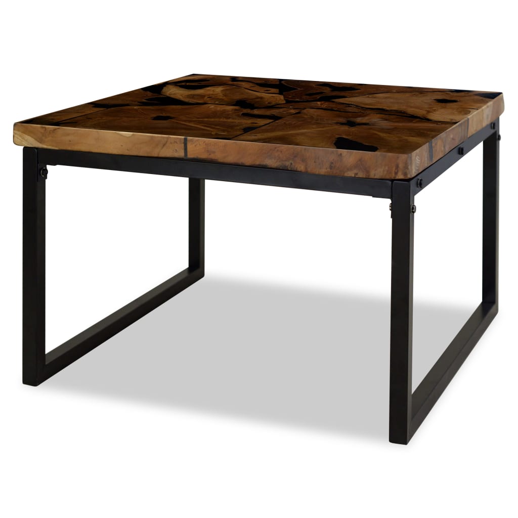 Τραπεζάκι Σαλονιού 60 x 60 x 40 εκ. από Ξύλο Teak και Ρητίνη - Pakobazaar