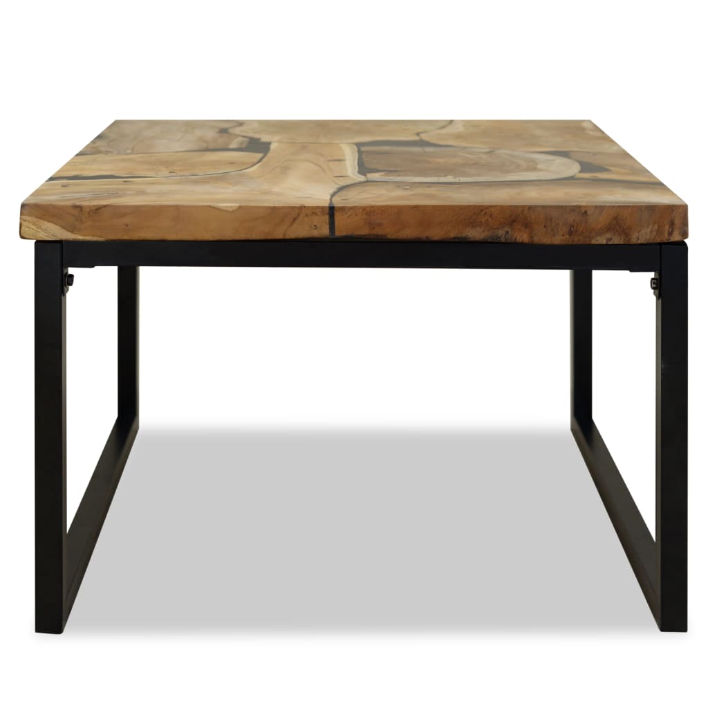 Τραπεζάκι Σαλονιού 60 x 60 x 40 εκ. από Ξύλο Teak και Ρητίνη - Pakobazaar