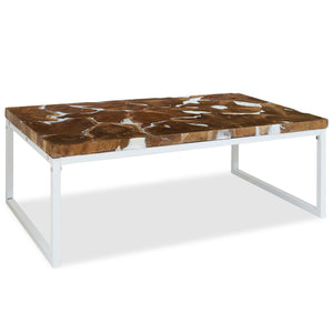 Τραπεζάκι Σαλονιού 110 x 60 x 40 εκ. από Ξύλο Teak και Ρητίνη - PAKOBAZAAR
