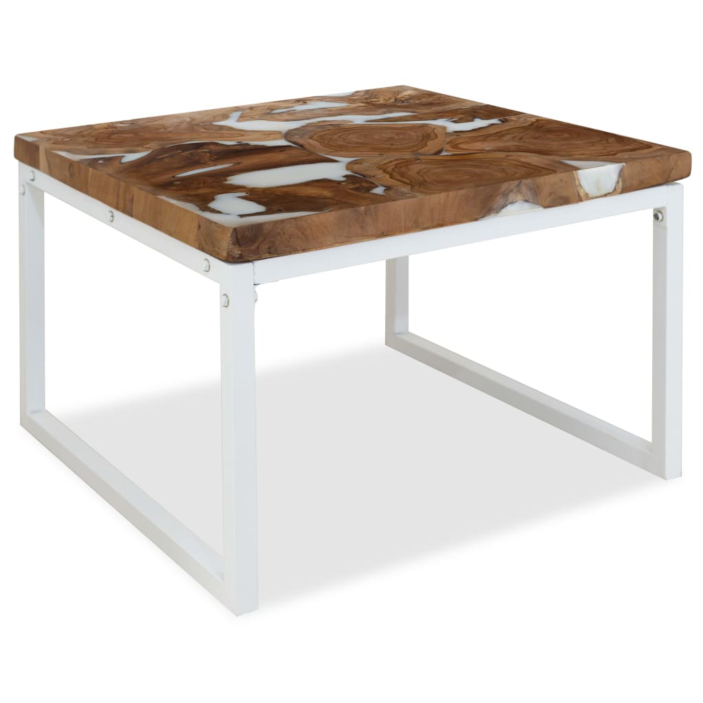Τραπεζάκι Σαλονιού 60 x 60 x 40 εκ. από Ξύλο Teak και Ρητίνη - PAKOBAZAAR