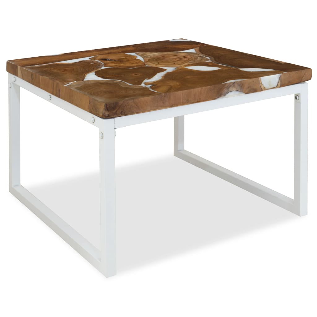 Τραπεζάκι Σαλονιού 60 x 60 x 40 εκ. από Ξύλο Teak και Ρητίνη - PAKOBAZAAR