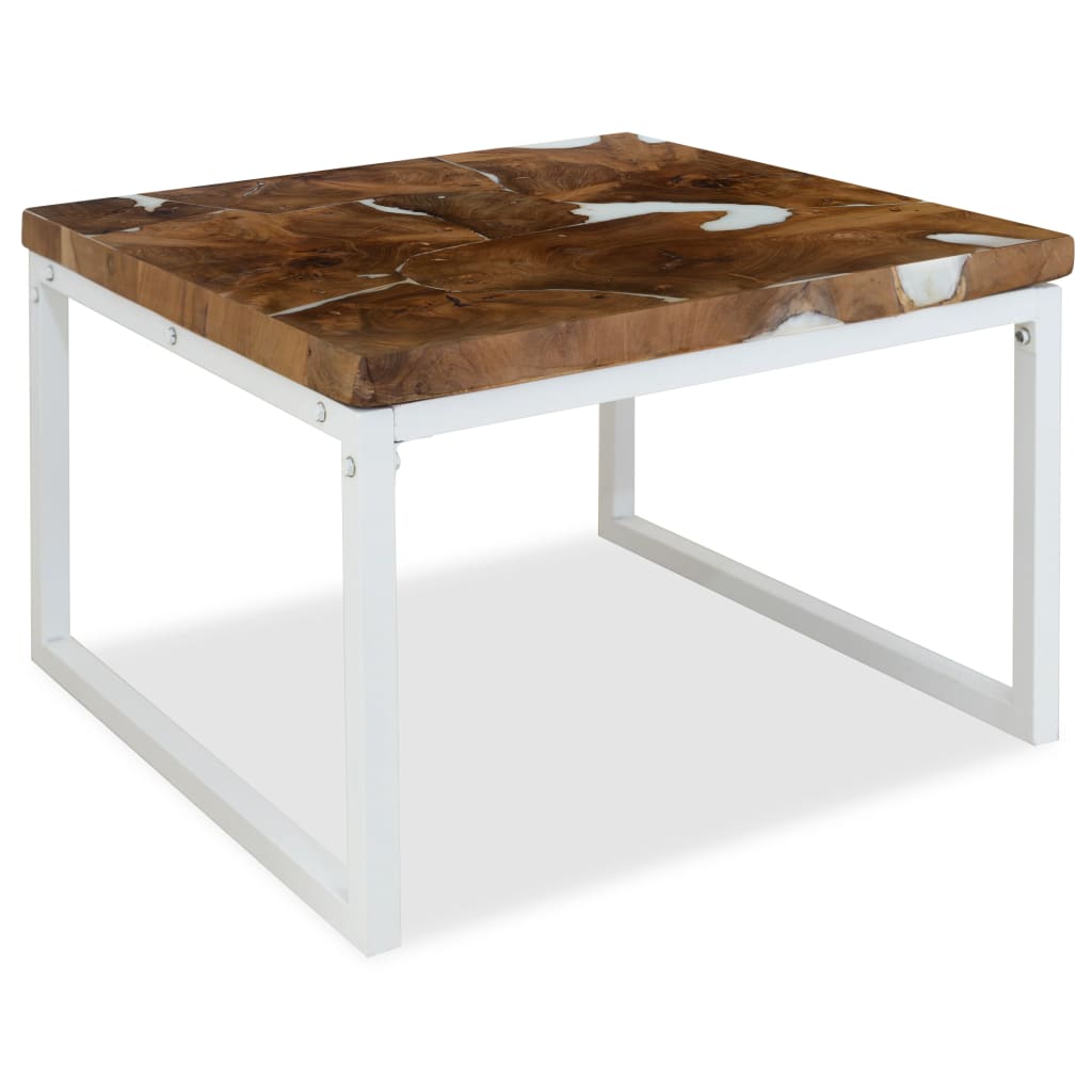 Τραπεζάκι Σαλονιού 60 x 60 x 40 εκ. από Ξύλο Teak και Ρητίνη - PAKOBAZAAR
