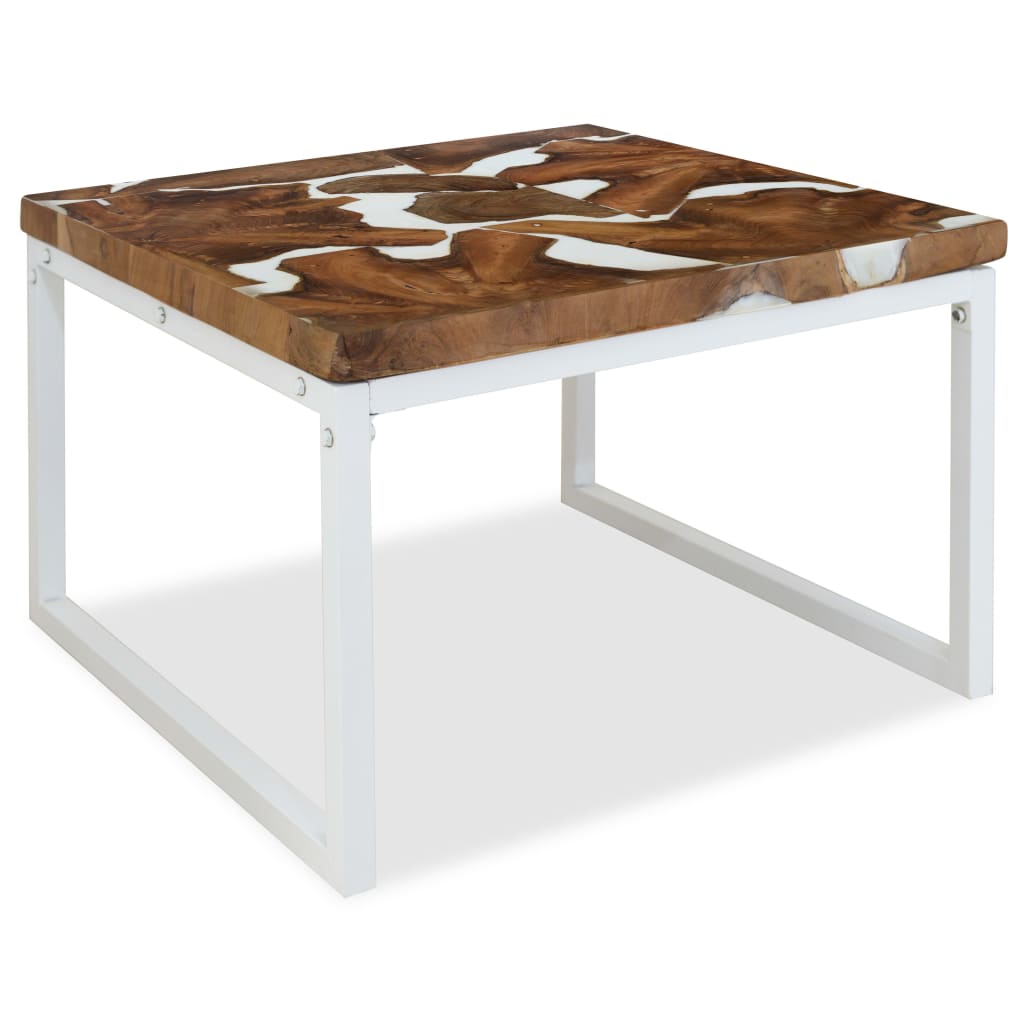 Τραπεζάκι Σαλονιού 60 x 60 x 40 εκ. από Ξύλο Teak και Ρητίνη - PAKOBAZAAR
