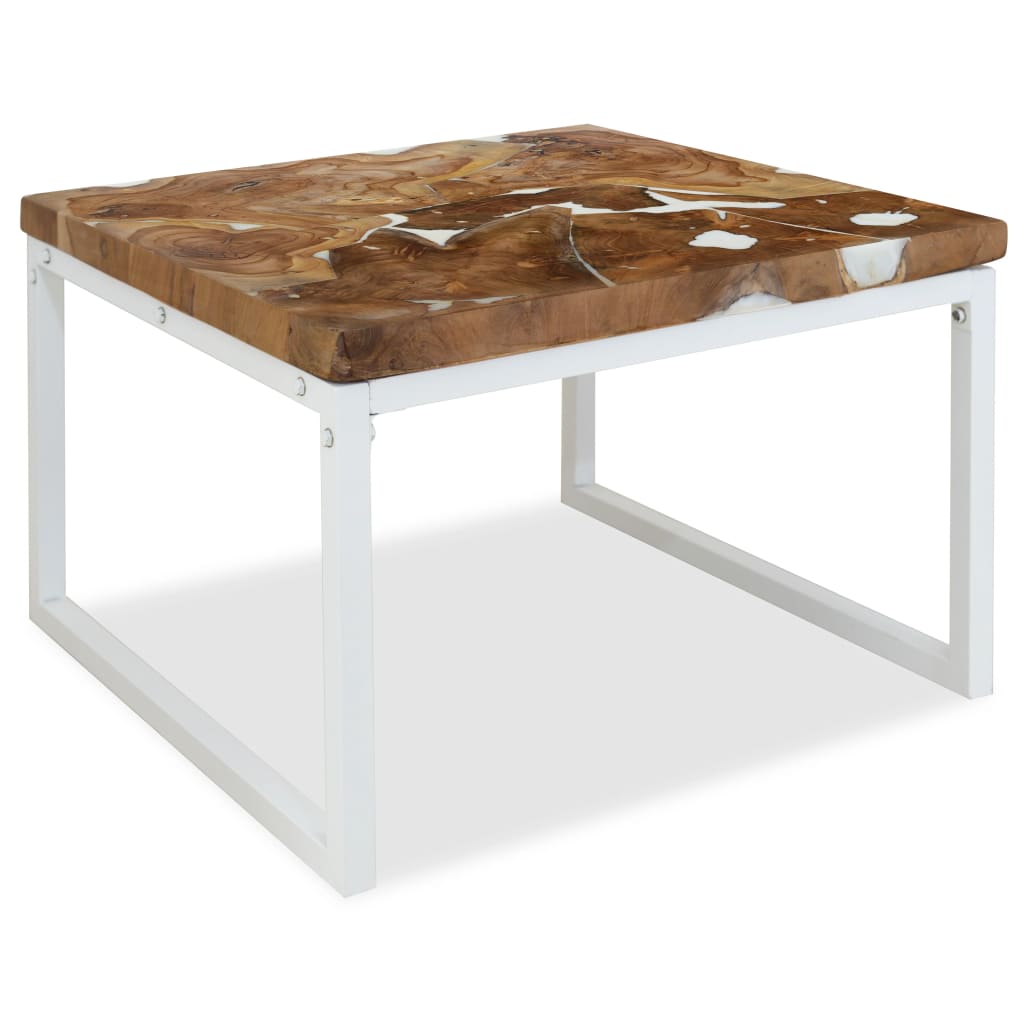 Τραπεζάκι Σαλονιού 60 x 60 x 40 εκ. από Ξύλο Teak και Ρητίνη - PAKOBAZAAR