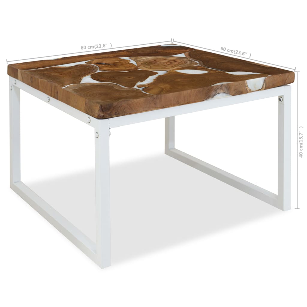 Τραπεζάκι Σαλονιού 60 x 60 x 40 εκ. από Ξύλο Teak και Ρητίνη - PAKOBAZAAR