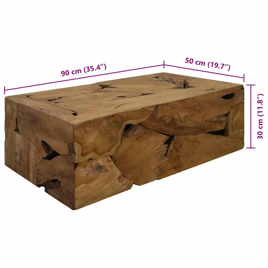 Τραπεζάκι Σαλονιού Καφέ 90 x 50 x 30 εκ. από Αληθινό Ξύλο Teak - PAKOBAZAAR