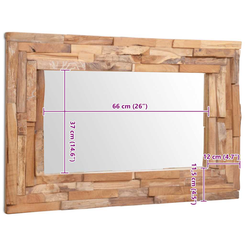 Καθρέφτης Διακοσμητικός Ορθογώνιος 90 x 60 εκ. από Ξύλο Teak - PAKOBAZAAR