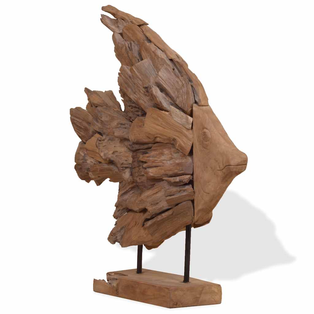 Γλυπτό με Ψάρι από Ξύλο Τικ 40x12x57 εκ. - Pakobazaar