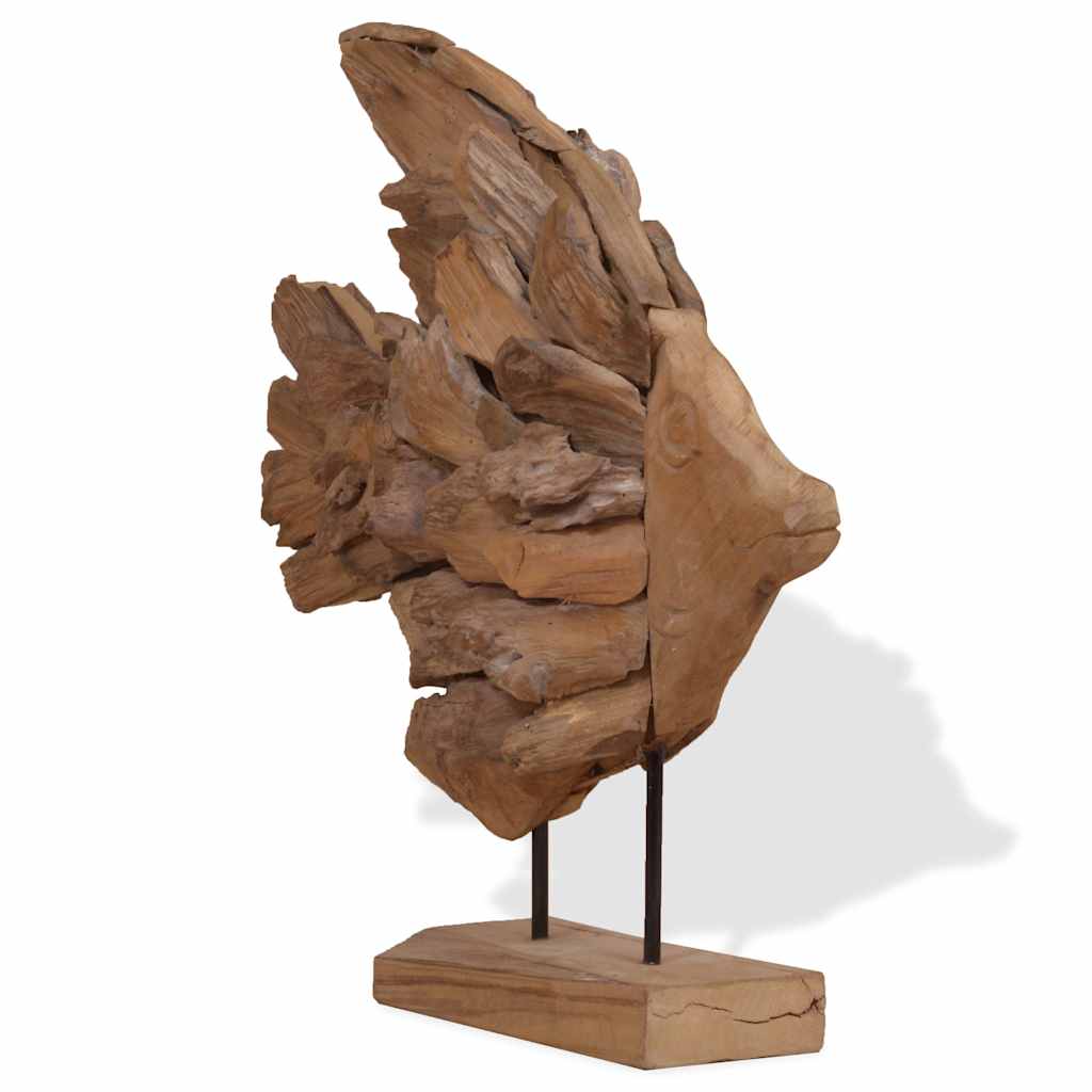 Γλυπτό με Ψάρι από Ξύλο Τικ 40x12x57 εκ. - Pakobazaar