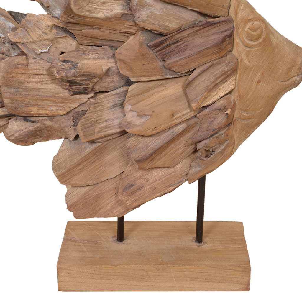 Γλυπτό με Ψάρι από Ξύλο Τικ 40x12x57 εκ. - Pakobazaar