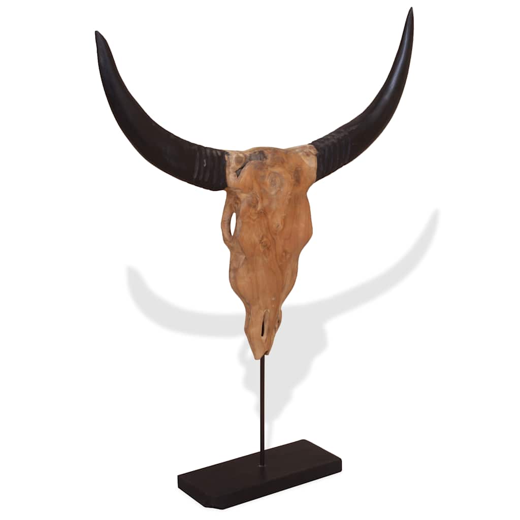 Γλυπτό Κρανίο Ταύρου από Ξύλο Τικ 66x15x88 εκ. - Pakobazaar