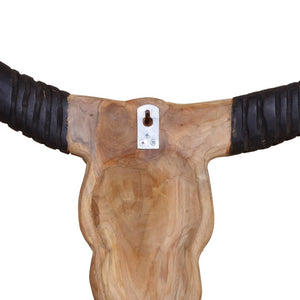 Κρανίο Ταύρου Γλυπτό Επιτοίχιο 69x6x60 εκ. από Teak - PAKOBAZAAR