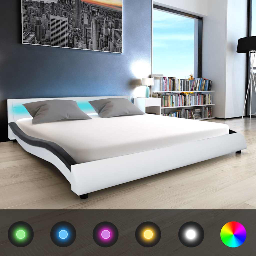 Κρεβάτι με LED 180x200 εκ. από Δερματίνη με Στρώμα Αφρού Μνήμης