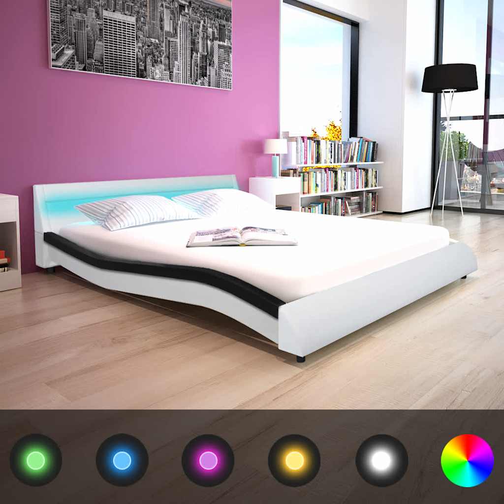 Κρεβάτι με LED 160x200 εκ. από Δερματίνη με Στρώμα Αφρού Μνήμης - Pakobazaar