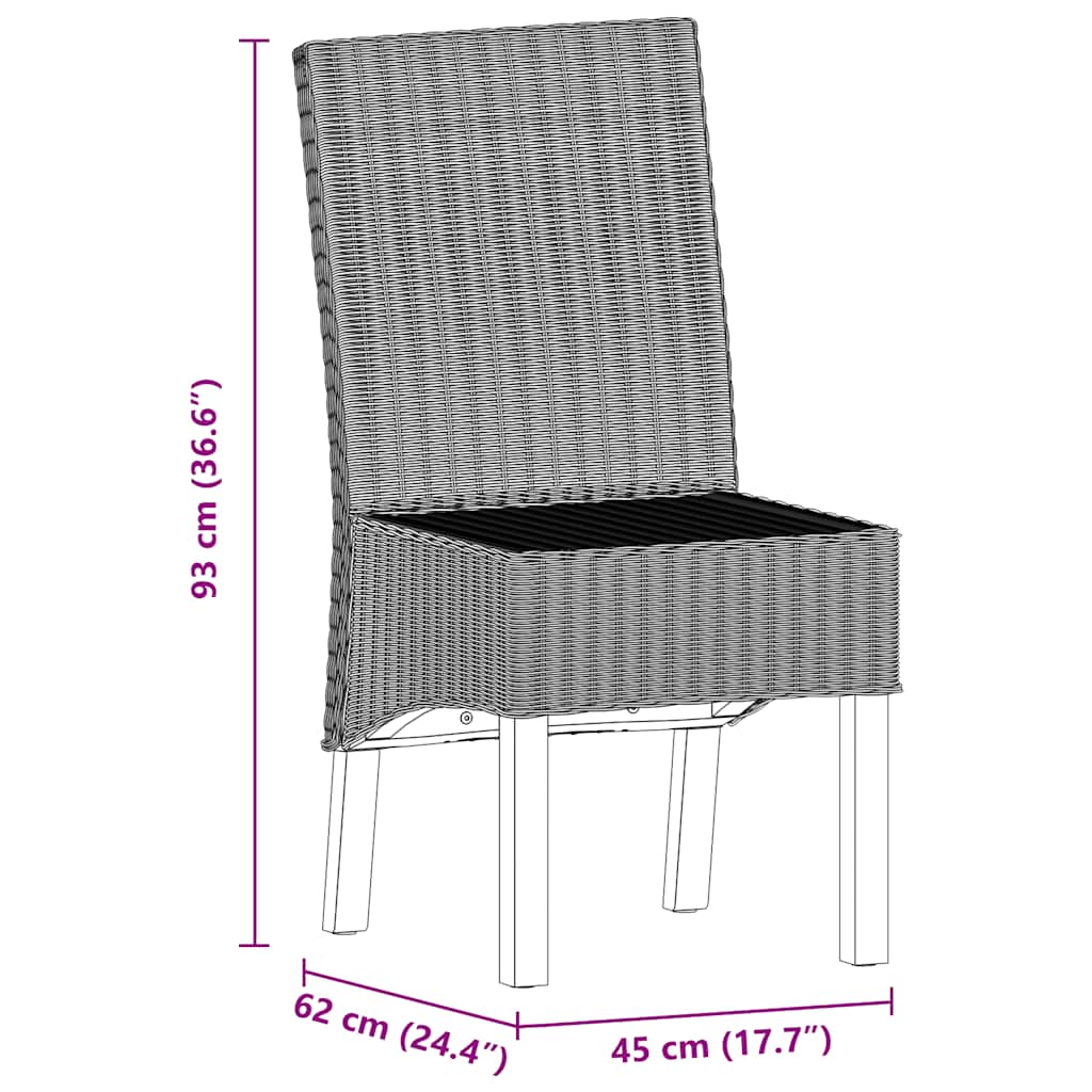 Καρέκλες Τραπεζαρίας 4 τεμ. Καφέ από Γνήσιο Ρατάν - PAKOBAZAAR