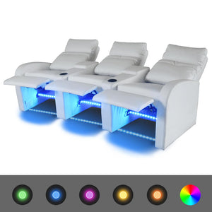 Πολυθρόνες με LED 2+3 Θέσεων Δύο Τεμ. Λευκό Συνθετικό Δέρμα