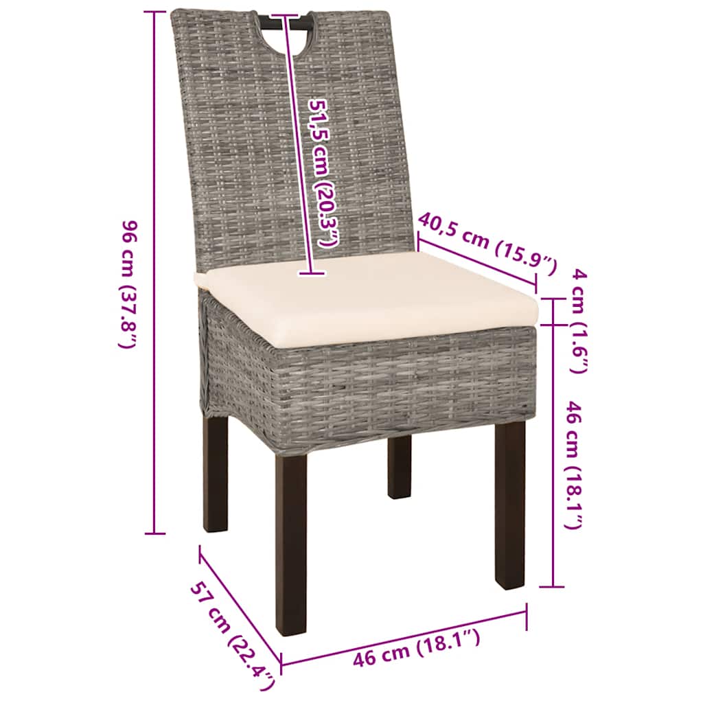 Καρέκλες Τραπεζαρίας 6 τεμ. από Ρατάν Kubu και Ξύλο Μάνγκο - Pakobazaar