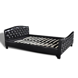 Κρεβάτι Μαύρο 180 x 200 εκ. Δερματίνη με Στρώμα Αφρού Μνήμης
