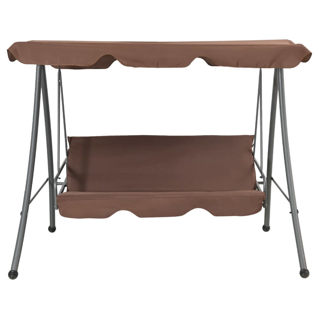 Παγκάκι Κούνια Εξωτερικού Χώρου Χρώμα Coffee με Σκίαστρο