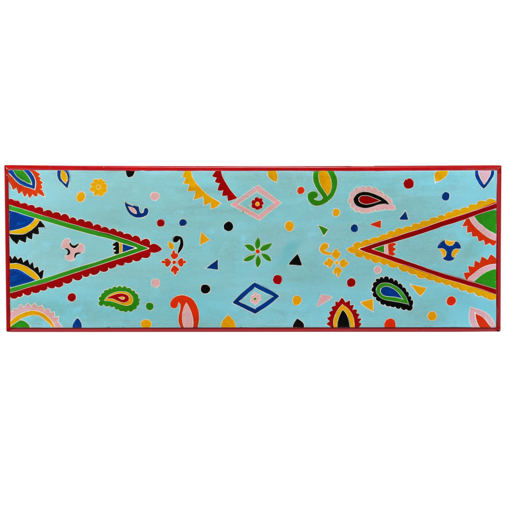 Κονσόλα Τραπέζι με Χειροπ. Λεπτομέρειες Μπλε Μασίφ Ξύλο Μάνγκο - PAKOBAZAAR