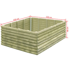 Ζαρντινιέρα Υπερυψωμένη 150x150x48 εκ/19 χιλ. Εμποτ.Ξύλο Πεύκου