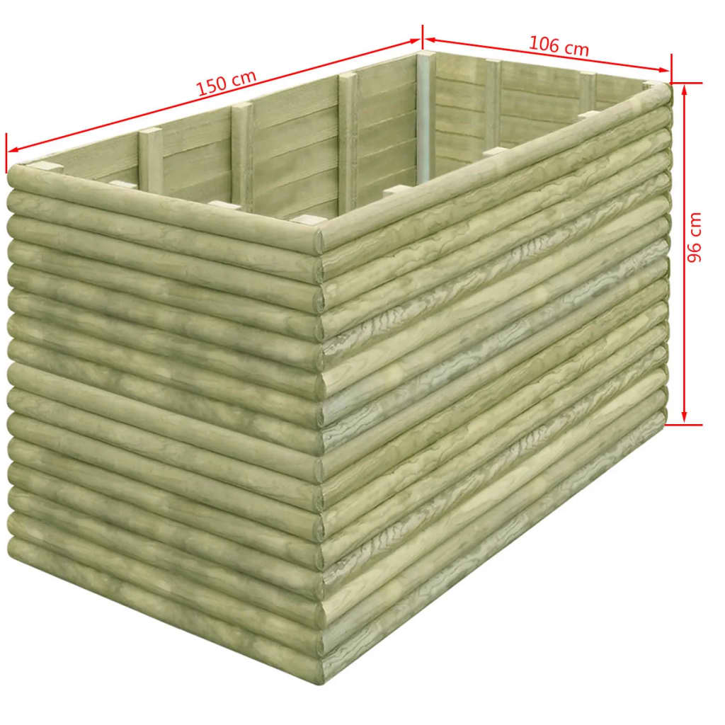 Ζαρντινιέρα Υπερυψωμένη 150x106x96 εκ/19 χιλ. Εμποτ.Ξύλο Πεύκου