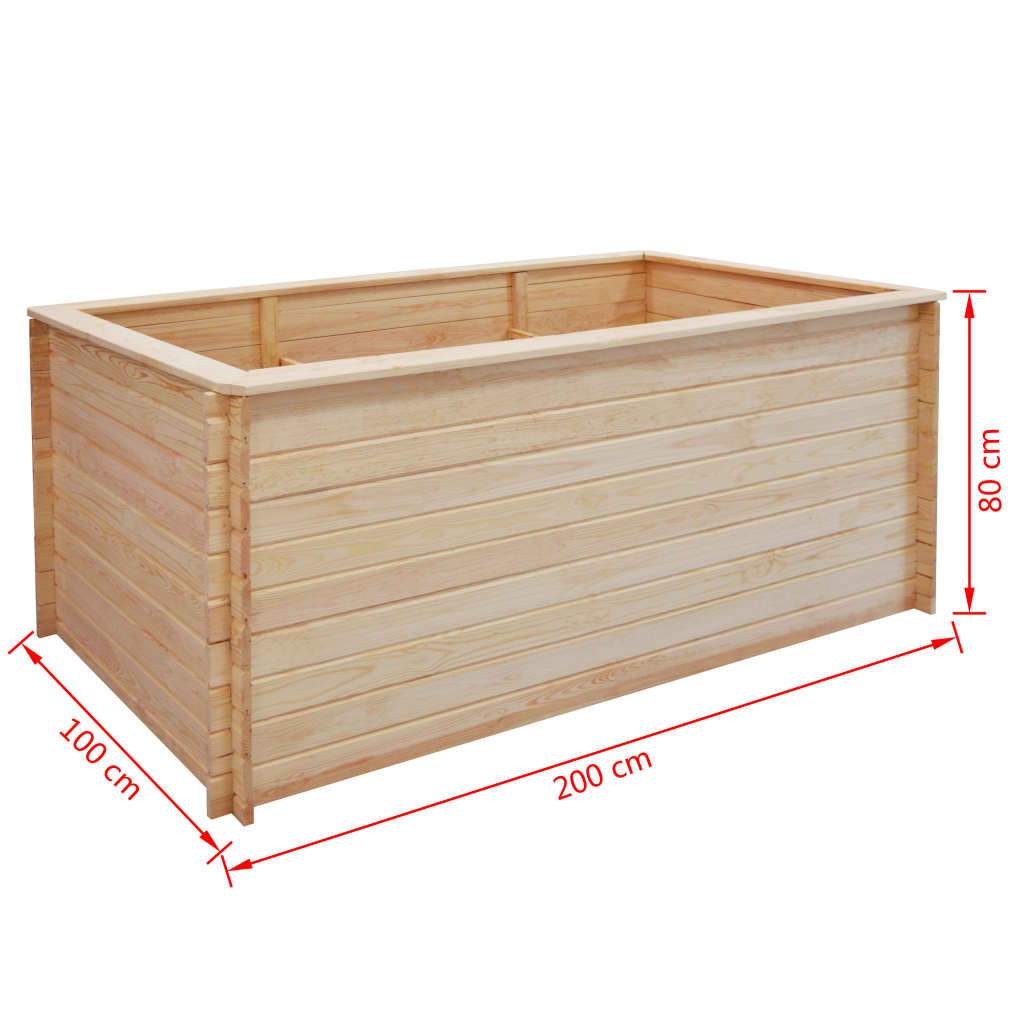 Ζαρντινιέρα Υπερυψωμένη 200x100x80 εκ/19 χιλ. Εμποτ.Ξύλο Πεύκου - Pakobazaar