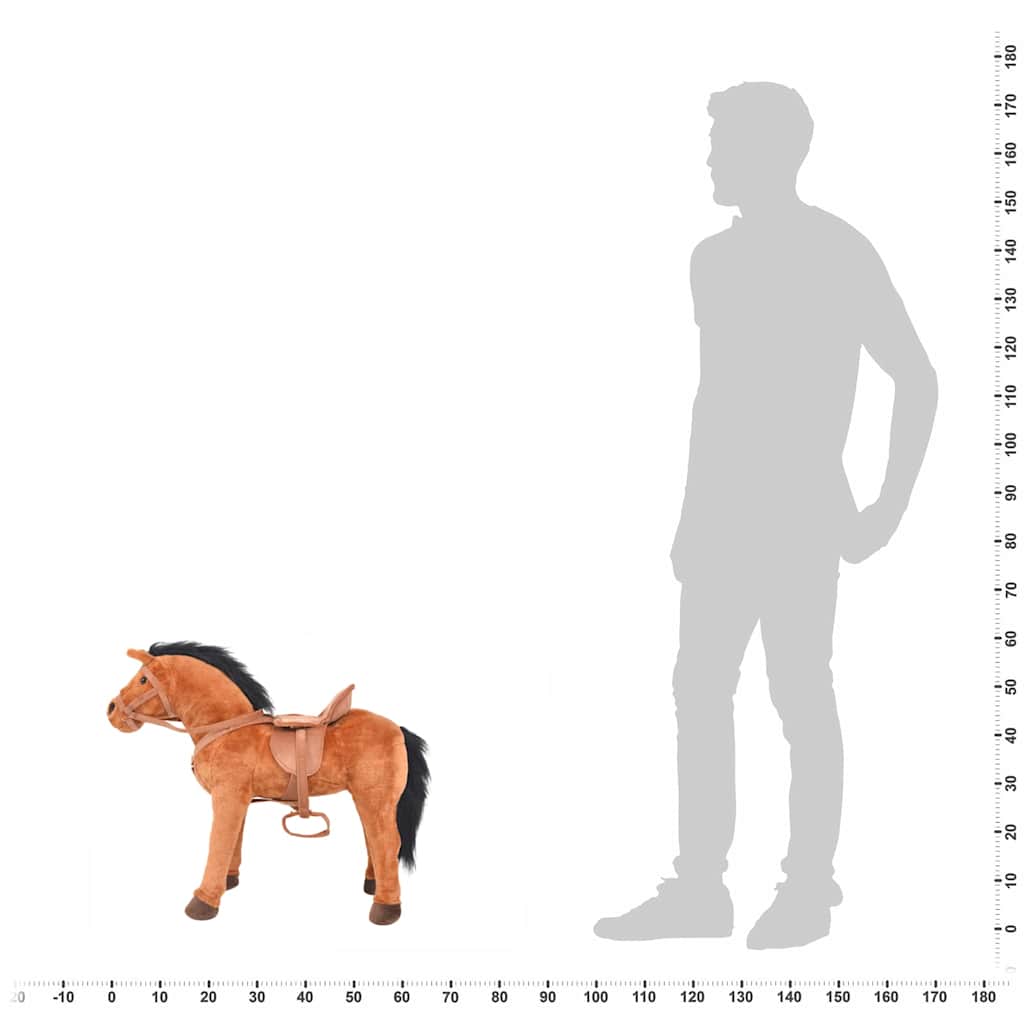 Παιχνίδι Άλογο σε Όρθια Στάση Καφέ Λούτρινο - Pakobazaar