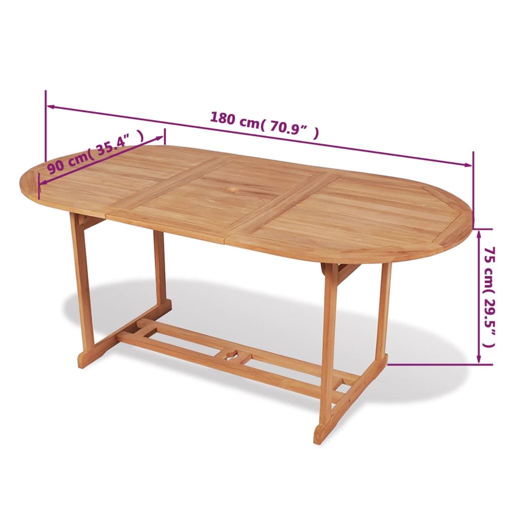 Τραπέζι Κήπου 180 x 90 x 75 εκ. από Μασίφ Ξύλο Teak