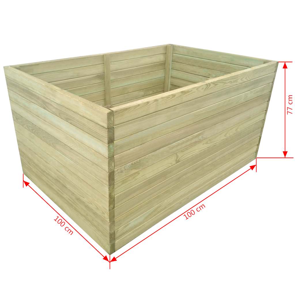 Ζαρντινιέρα Υπερυψωμένη 100x100x77 εκ. Εμποτισμένο Ξύλο Πεύκου